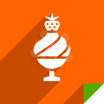White icon on orange square sticker, vector illustration