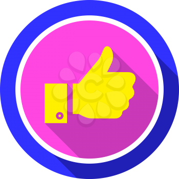 Thumbs up, bright color on a white background, vector illustration