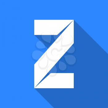 Alphabet paper cut white letter Z, on color square