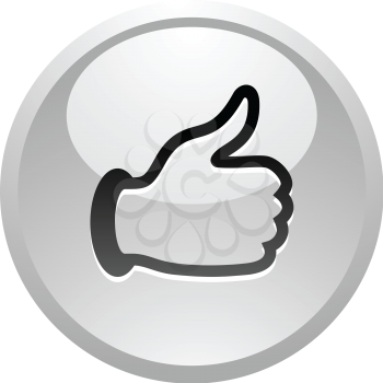 Like, icon on round gray button, vector illustration