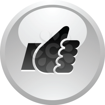 Like, icon on round gray button, vector illustration