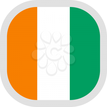 Flag of Cote Divoire. Rounded square icon on white background, vector illustration.
