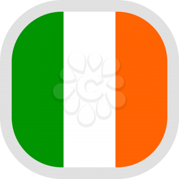 Flag of Ireland. Rounded square icon on white background, vector illustration.