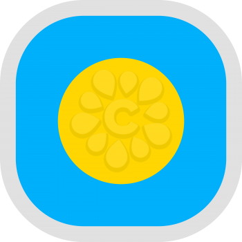 Flag of Republic of Palau. Rounded square icon on white background, vector illustration.