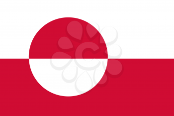 Flag of Greenland. Rectangular shape icon on white background, vector illustration.