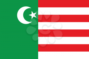Flag of Mwali Sultanate. Rectangular shape icon on white background, vector illustration.