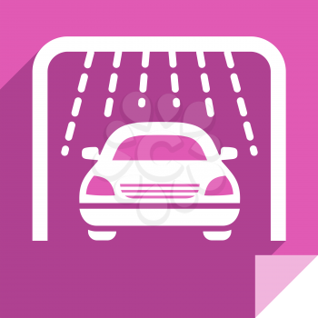 Car wash, transport flat icon, sticker square shape, modern color