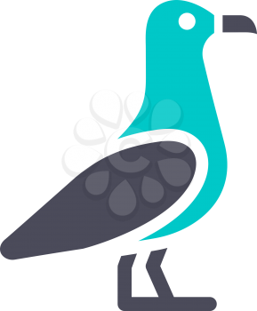Bird, gray turquoise icon on a white background