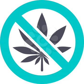 NO marijuana icon, gray turquoise icon on a white background