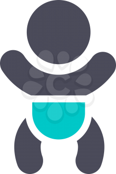 Baby icon, gray turquoise icon on a white background