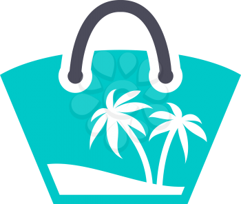 Beach bag, gray turquoise icon on a white background