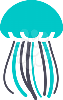Jellyfish, gray turquoise icon on a white background