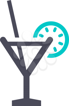 cocktail, gray turquoise icon on a white background