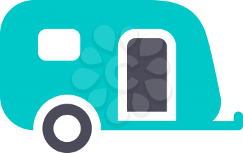 Caravan icon, gray turquoise icon on a white background