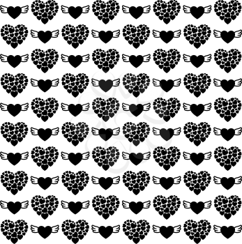 Holiday pattern with hearts, simple vector for your design