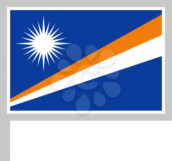 Marshall flag on flagpole, rectangular shape icon on white background, vector illustration.