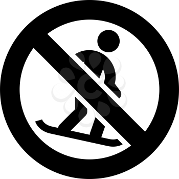 No snowboarding forbidden sign, modern round sticker