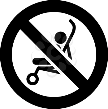 No baby carriage forbidden sign, modern round sticker