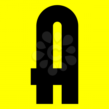 Dark modern font. Trendy alphabet, black vector letter A on a yellow background, vector illustration 10eps