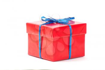Royalty Free Photo of a Gift With a Blue Ribbon