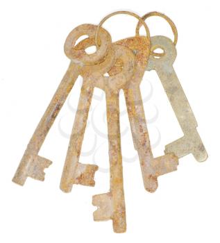 Collection old keys on white background