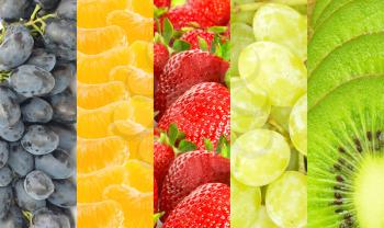 Healthy food background. Collection with different fruits and  berries