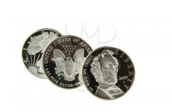 American Silver dollars in columnar formation
