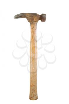 Vertical photo of an old claw hammer isolated on white 