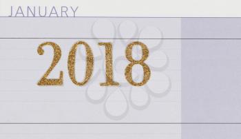 2018 New Year on clean calendar 