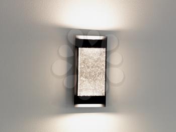 New light mounted on white home wall after installation 
