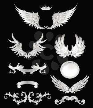 Design elements with wings, high quality 10eps