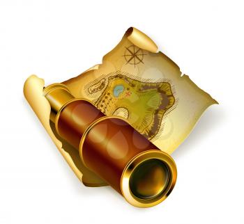 Old map and spyglass, 10eps