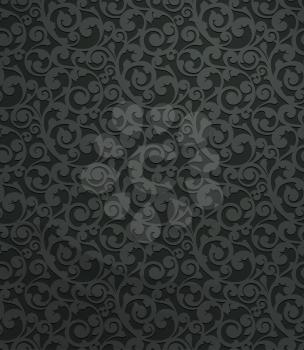 Black vintage seamless pattern, vector