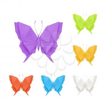 Origami butterflies, vector set