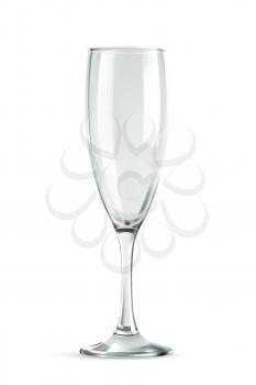 Champagne glass, empty, classic form, vector illustration isolated on a white background