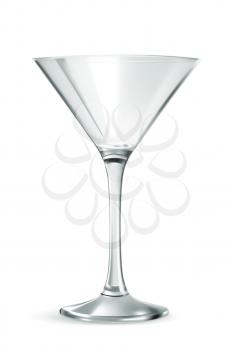 Classic martini glass, bar ware, necessary accessories for parties, hilarity symbol, stylish vector illustration