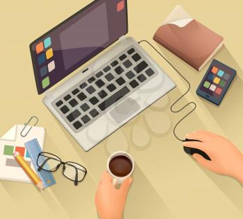 Workplace, vector background flat design