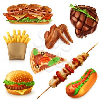 Fast food set vector icons