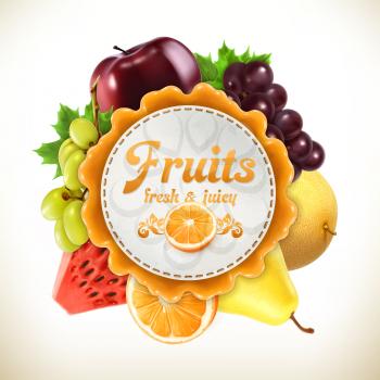 Fruits, vector label