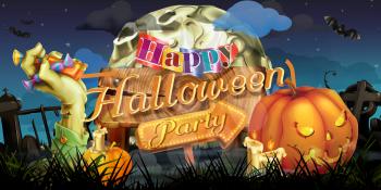 Happy Halloween party, zombie vector background