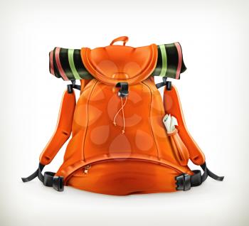 Travel backpack, orange vector