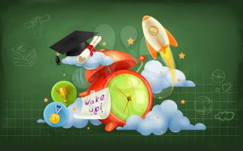 Wake up to school, vector background