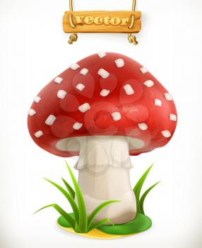 Fly agaric mushroom, 3d vector icon