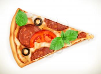 Slice of pizza, realistic vector illustration