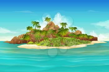 Tropical island, vector background