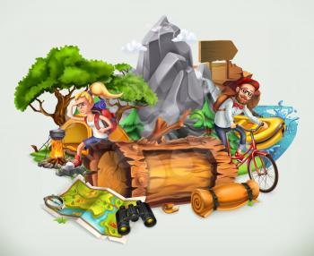 Camping and adventure, vector illustration