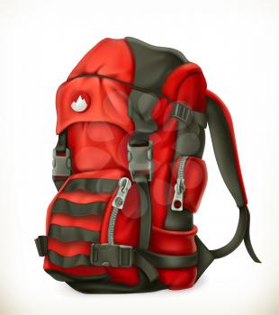 Tourist backpack, 3d vector icon
