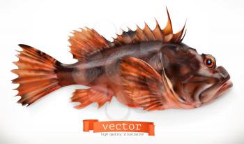 Scorpionfish. 3d vector icon. Seafood, realism style