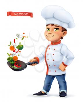Little Cook. Comic character, vector illustration