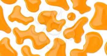 Orange juice drops. Seamless vector pattern. 3d realistic